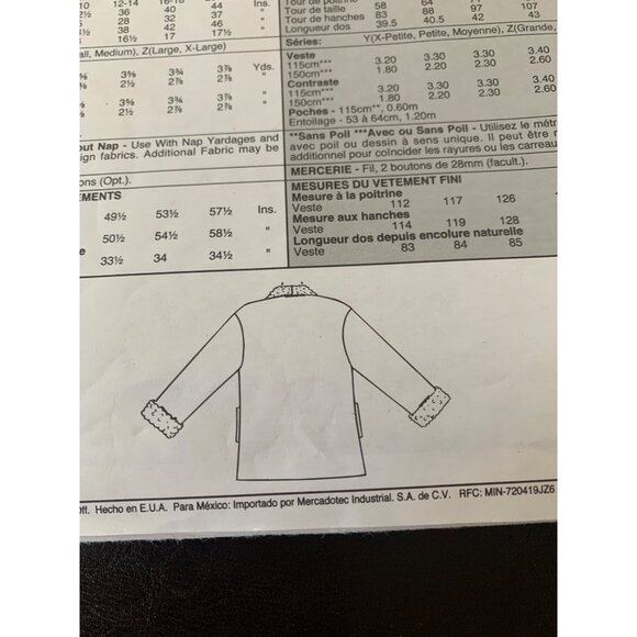 McCall's Misses Coat Reversible Sewing Pattern Sz Lg - XL 9576 - Uncut - Picture 7 of 11